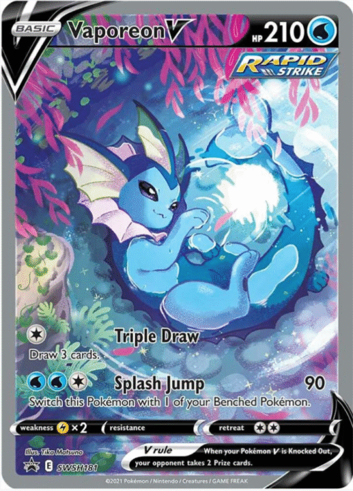 2021 Pokémon Sword & Shield Vaporeon V SWSH181 Holo Black Star Promo NM